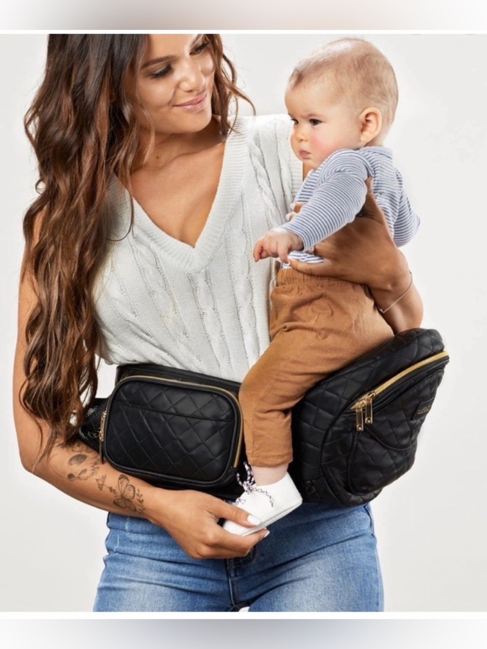 Hands-Free Baby Hip Seat Carrier Waist Belt - Black